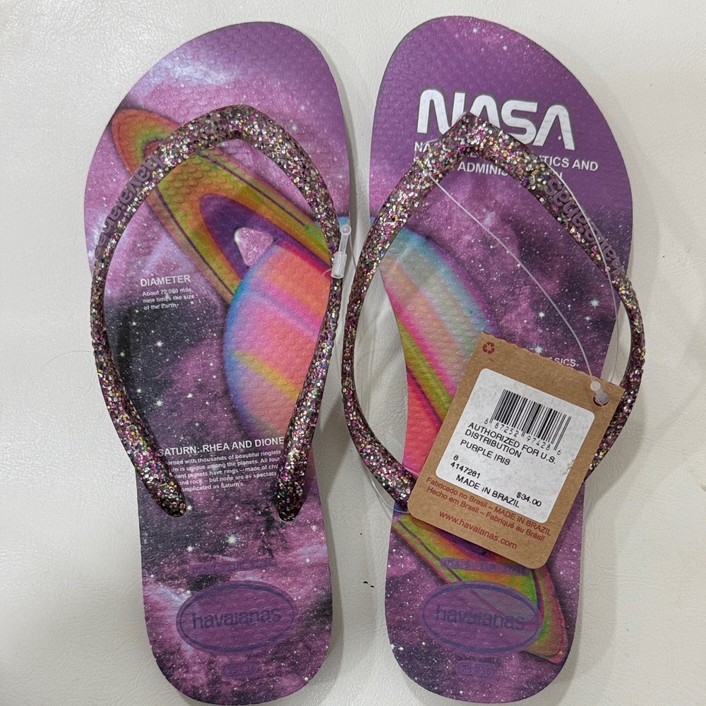 Havaianas Purple NASA Flip Flops with Glitter Straps